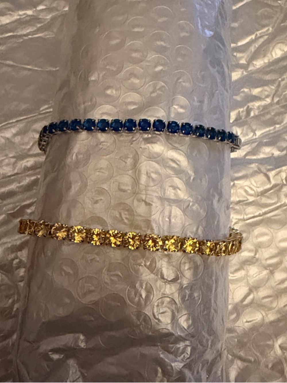 Blue and Gold Crystal Tennis Bracelet Set - Women Jewelry